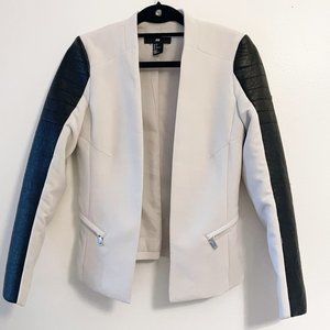 Cream and Black Leather Blazer